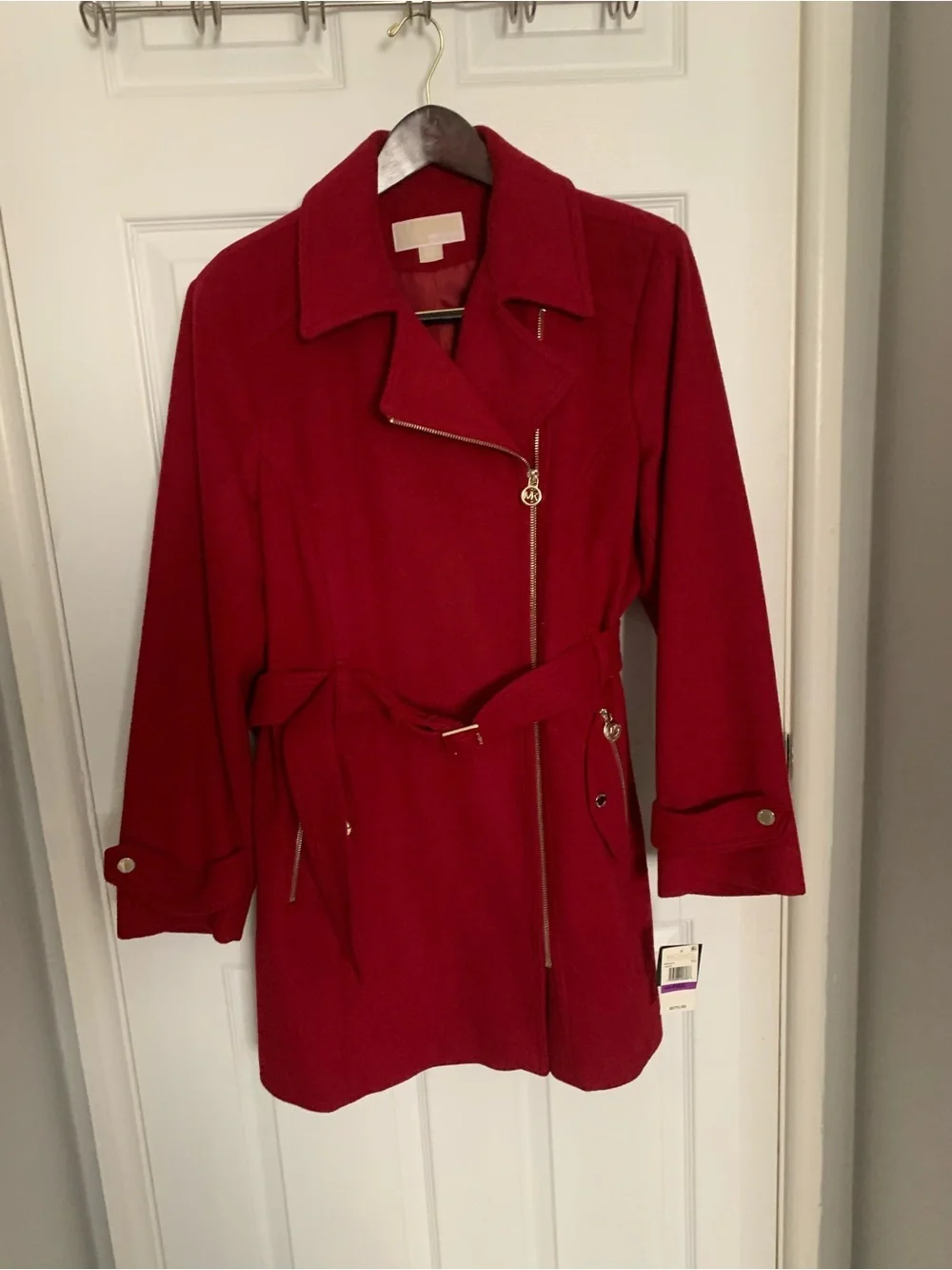 Michael Kors NWT Red Belted Wool-Blend Coat XXL